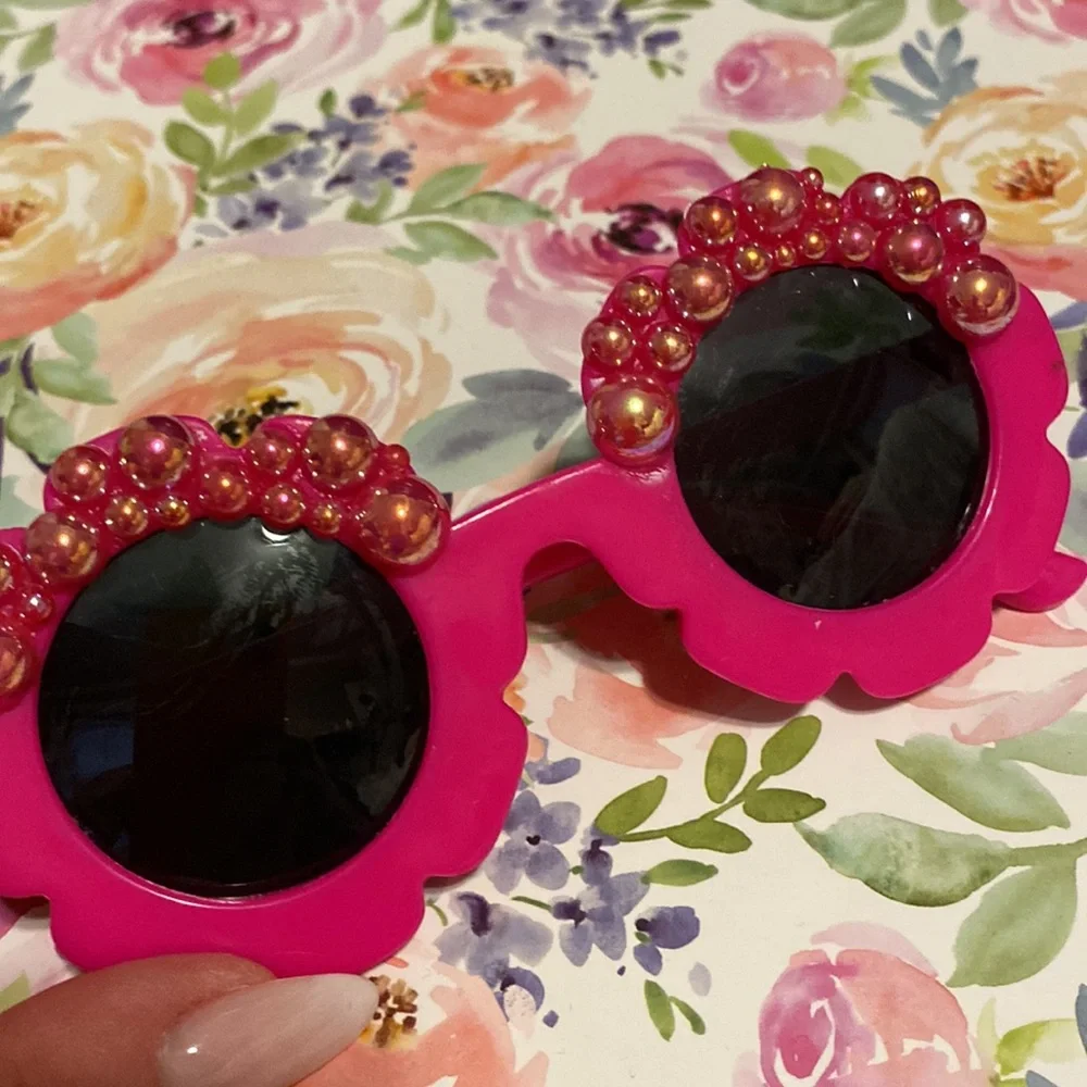 Littke girls pink flower shaped sunglasses
